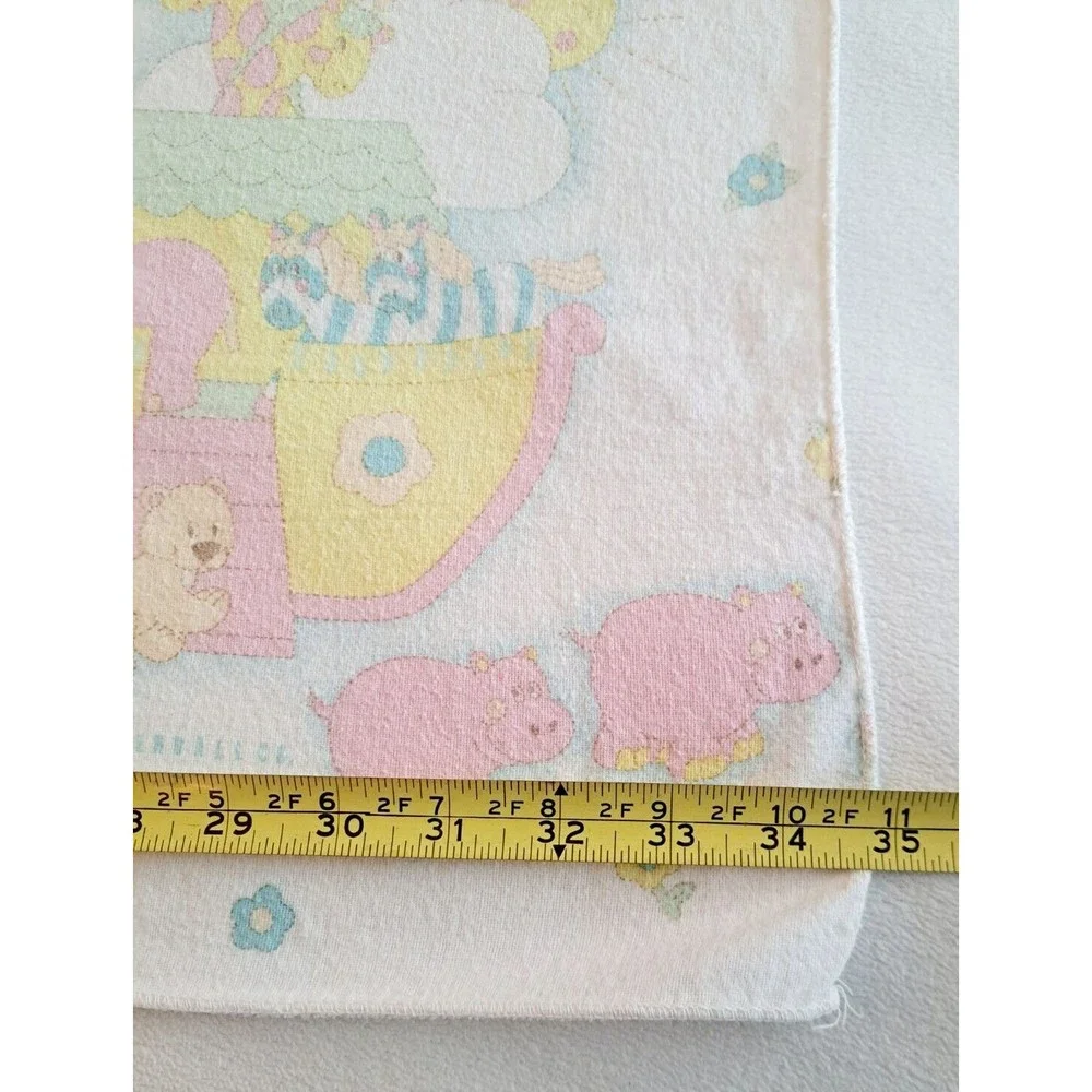 Vintage Noah's Ark Baby Receiving Blanket Pastel Colors Vintage Kendall Co.‎